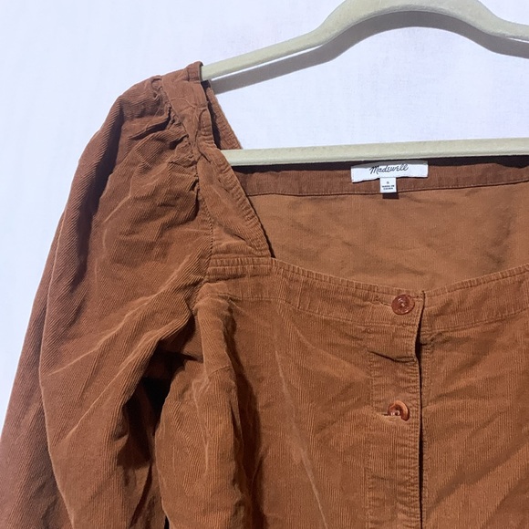 Madewell Boho Eyelet Detail Light Brown Corduory Top - Picture 3 of 6